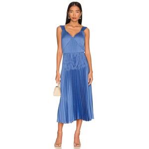 NWT Vince V-neck Pleated Slip Dress Empire Waist Blue Size Medium
